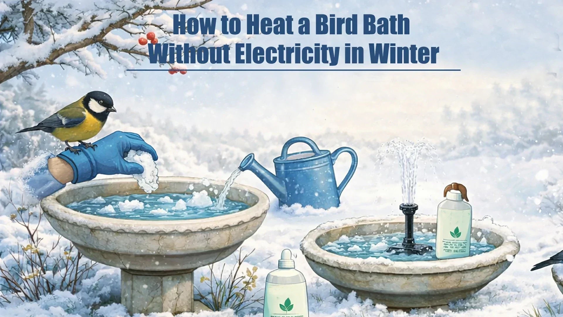a solar heated bird bath for winter