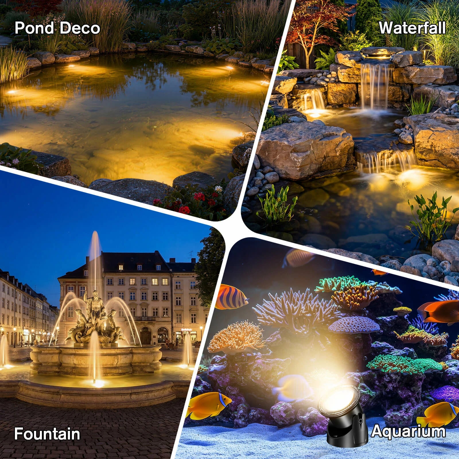 6-Head Warmwhite Underwater Electric Pond Lights