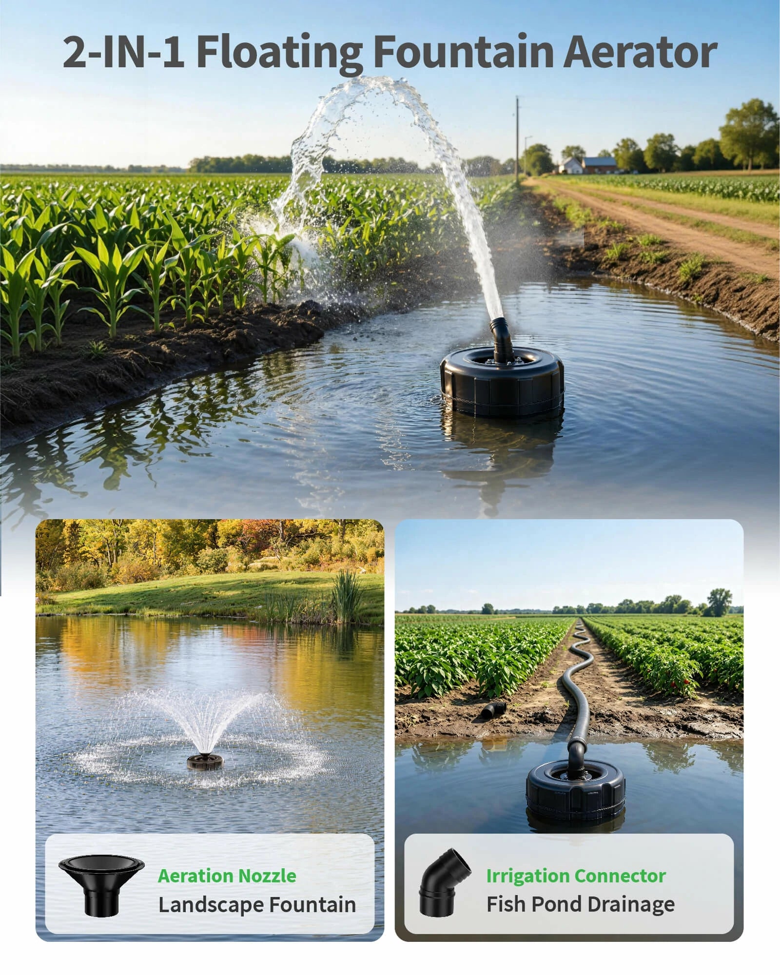 8000GPH Pond Fountain Aerator with Smart Timer