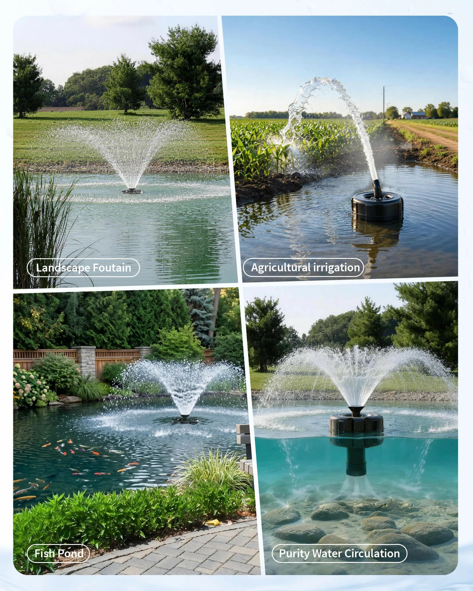 8000GPH Pond Fountain Aerator with Smart Timer