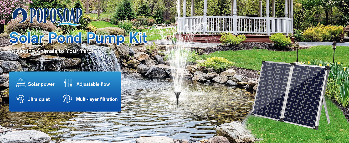 POPOSOAP Solar Pond Pump Kit - Attracting Animals to Your Yard!