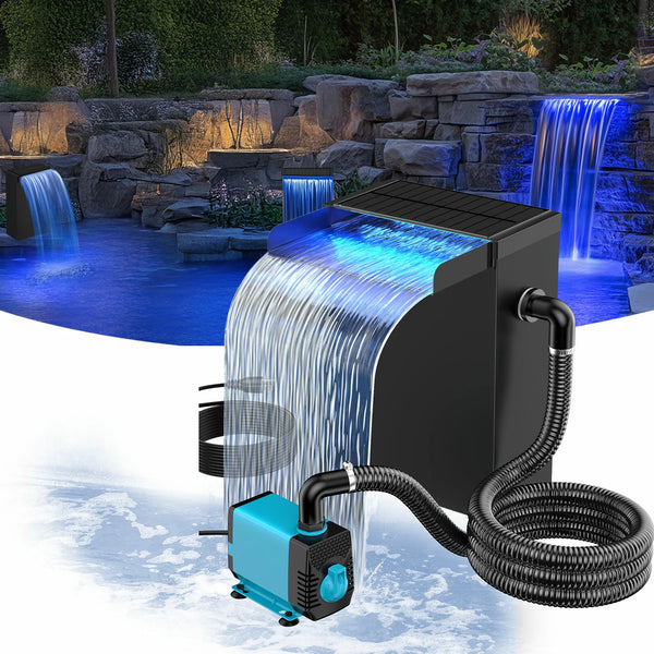 660GPH Waterfall Pump Kit with 12"x13.4" Spillway & Light
