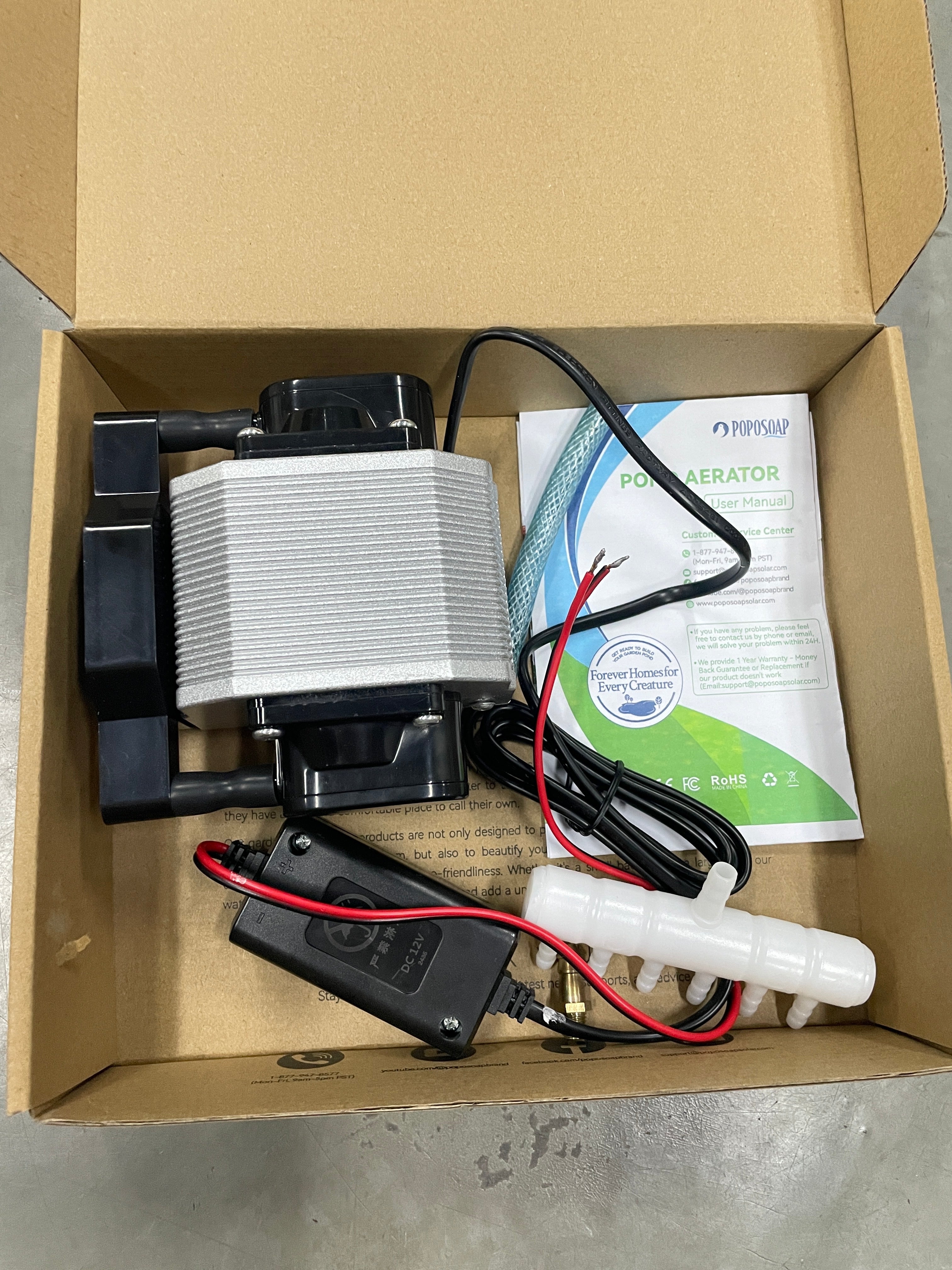 Poposoap Pond Aerator – 15W Solar Oxygen Pump for Outdoor Fish Ponds