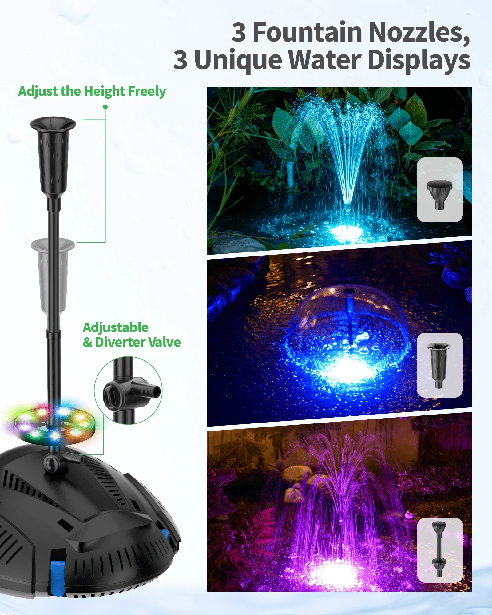 PF300 40W 660GPH AC Pond Filter Fountain with Light