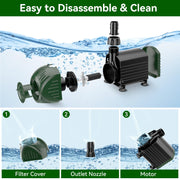 60W 880GPH Submersible Water Pump Easy to Disassemble and Clean