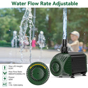 60W 880GPH Submersible Water Pump Water Flow Rate Adjjustable