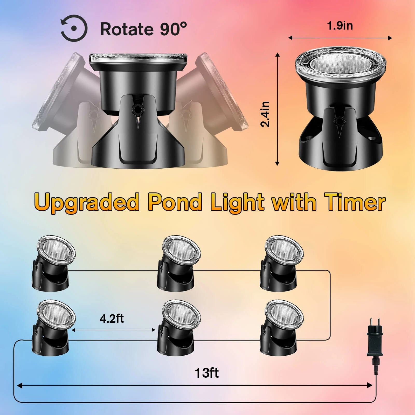 6-Head Warmwhite Underwater Electric Pond Lights