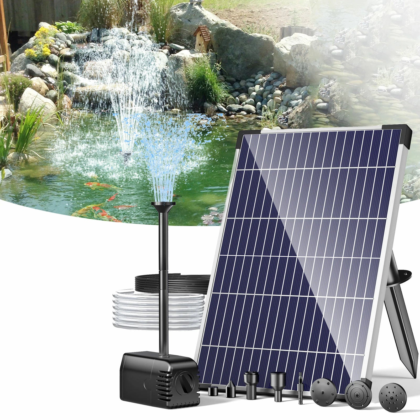 Pompe solaire pour fontaine à eau 12 W 160 GPH - Pompe noire