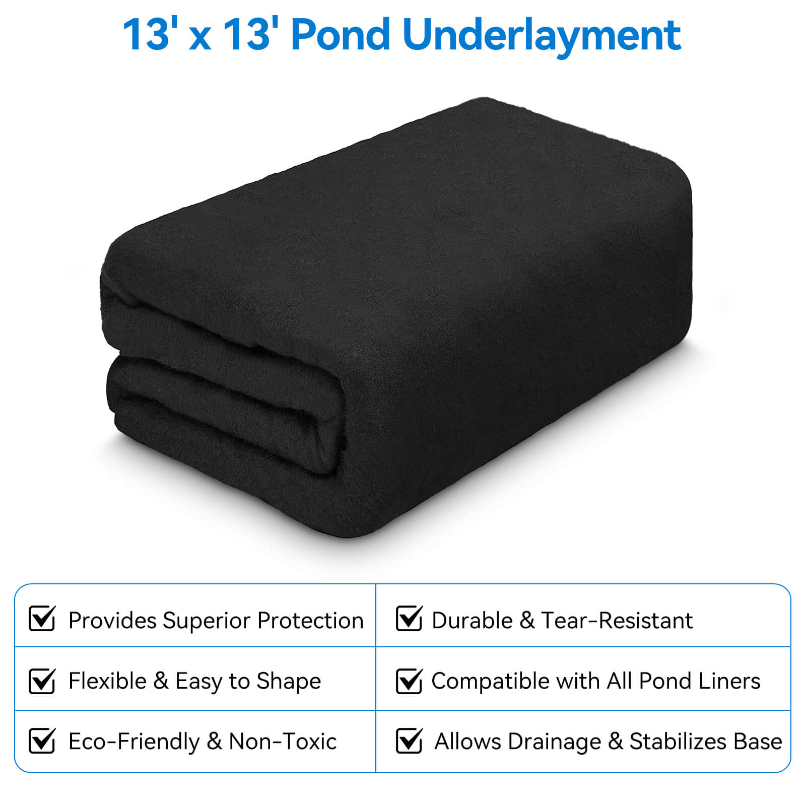 7′ x 7′ Pond Starter Kit | 5-in-1 Filter, Waterfall, Lights, Pond Liner & Underlayment