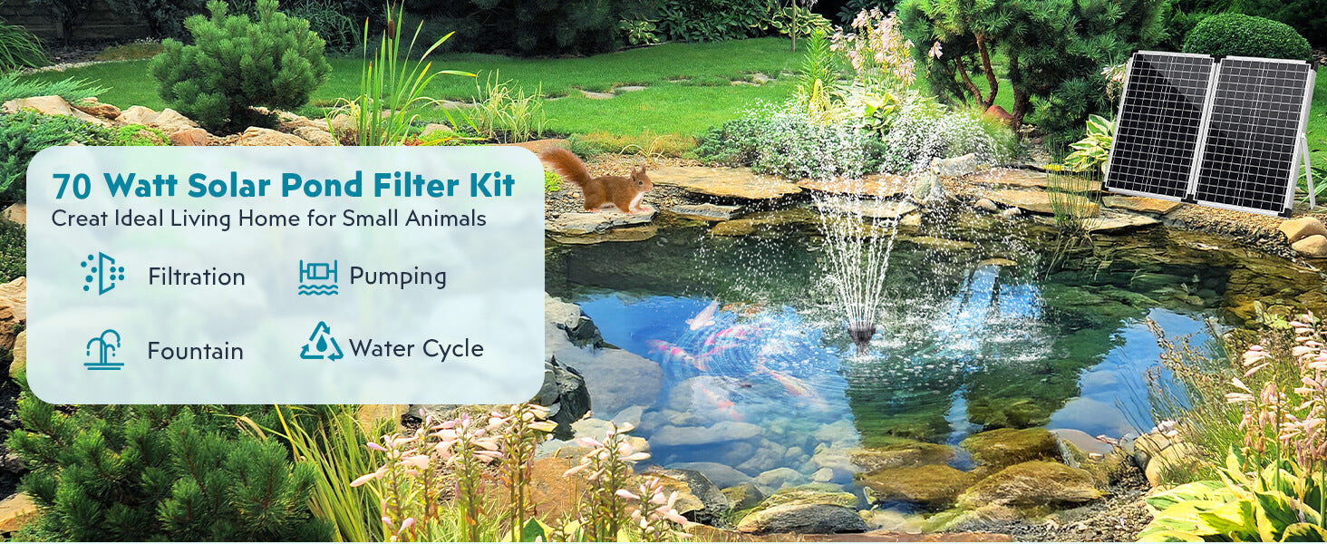 70W Solar Pond Filter Fountian Kit
