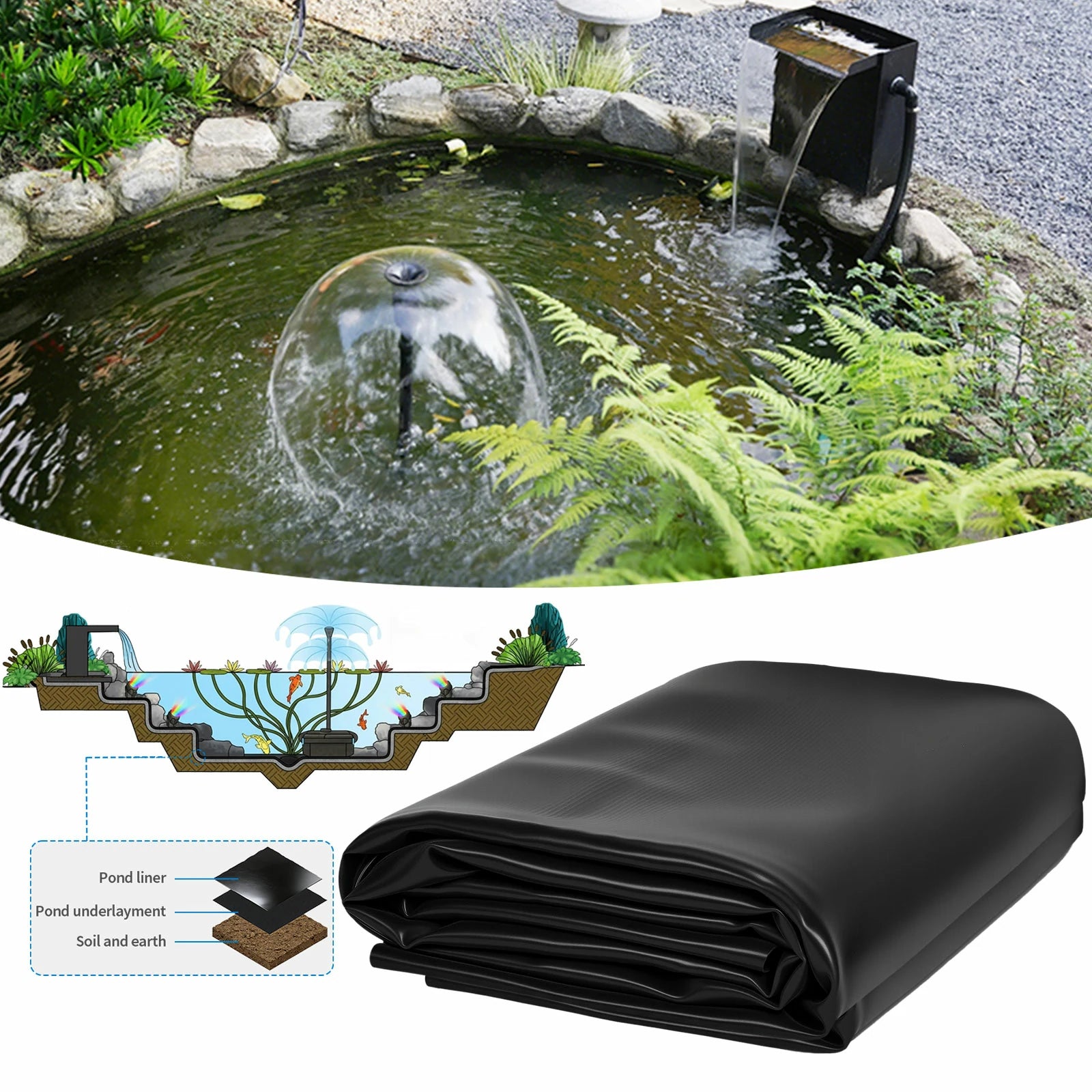 Bâche EPDM pour bassin de 11,5 pi x 11,5 pi, épaisseur 45 mil