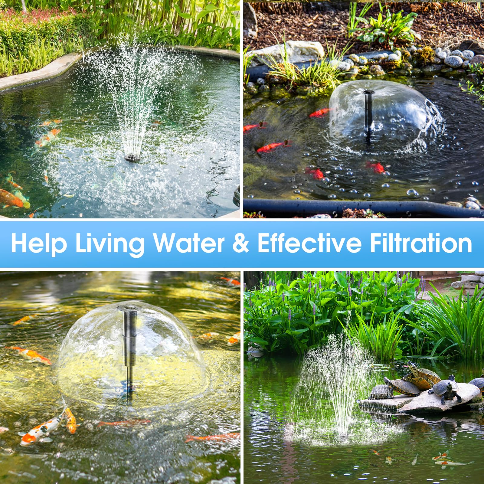 4′ x 4′ Teich-Dekorationsset | 3-in-1 Filter, Wasserfall & Beleuchtung