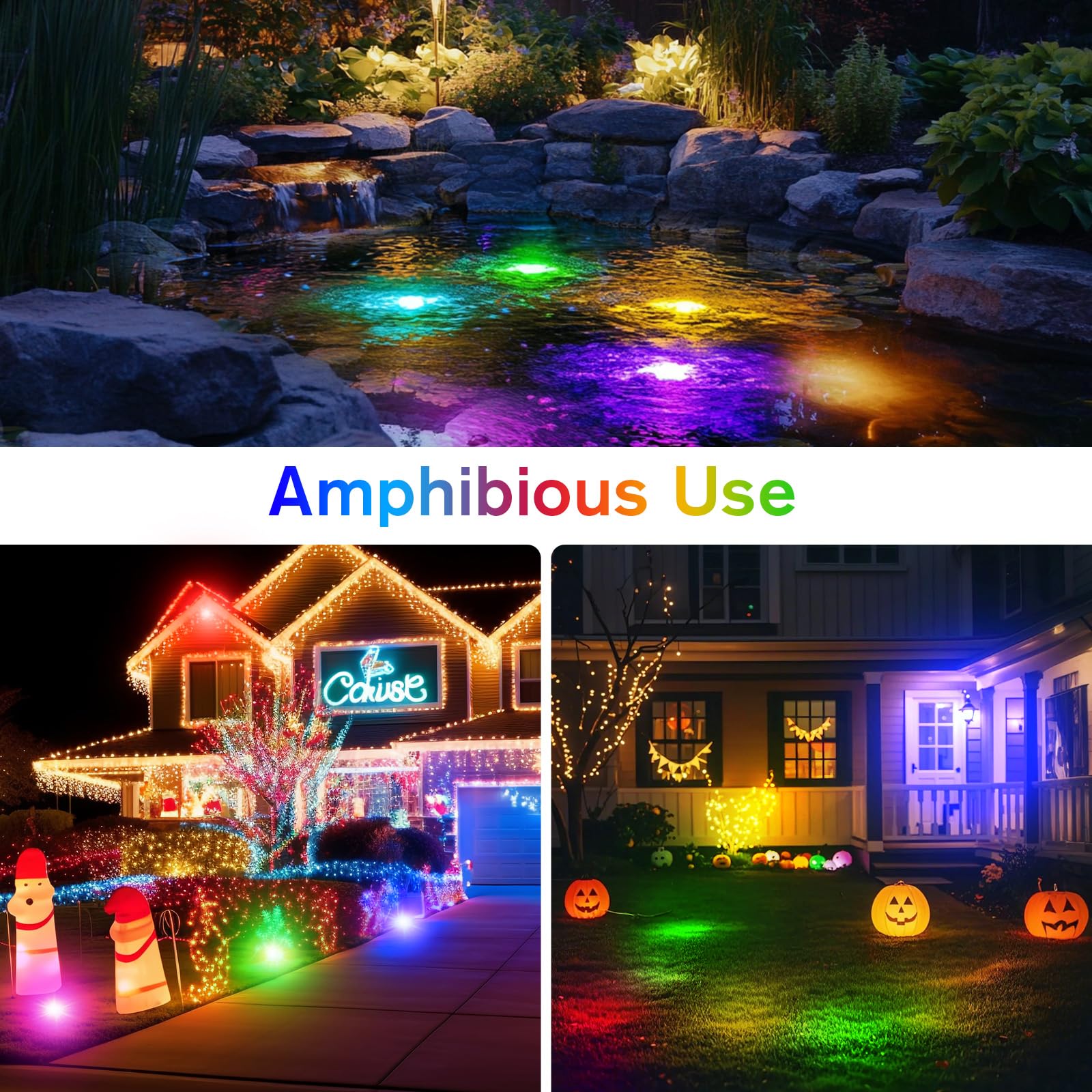 5′ x 5′ Pond Decor Kit | 3-in-1 Filter, Waterfall & Lights