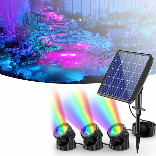 3-köpfige farbige Unterwasser-Solar-Teichleuchten
