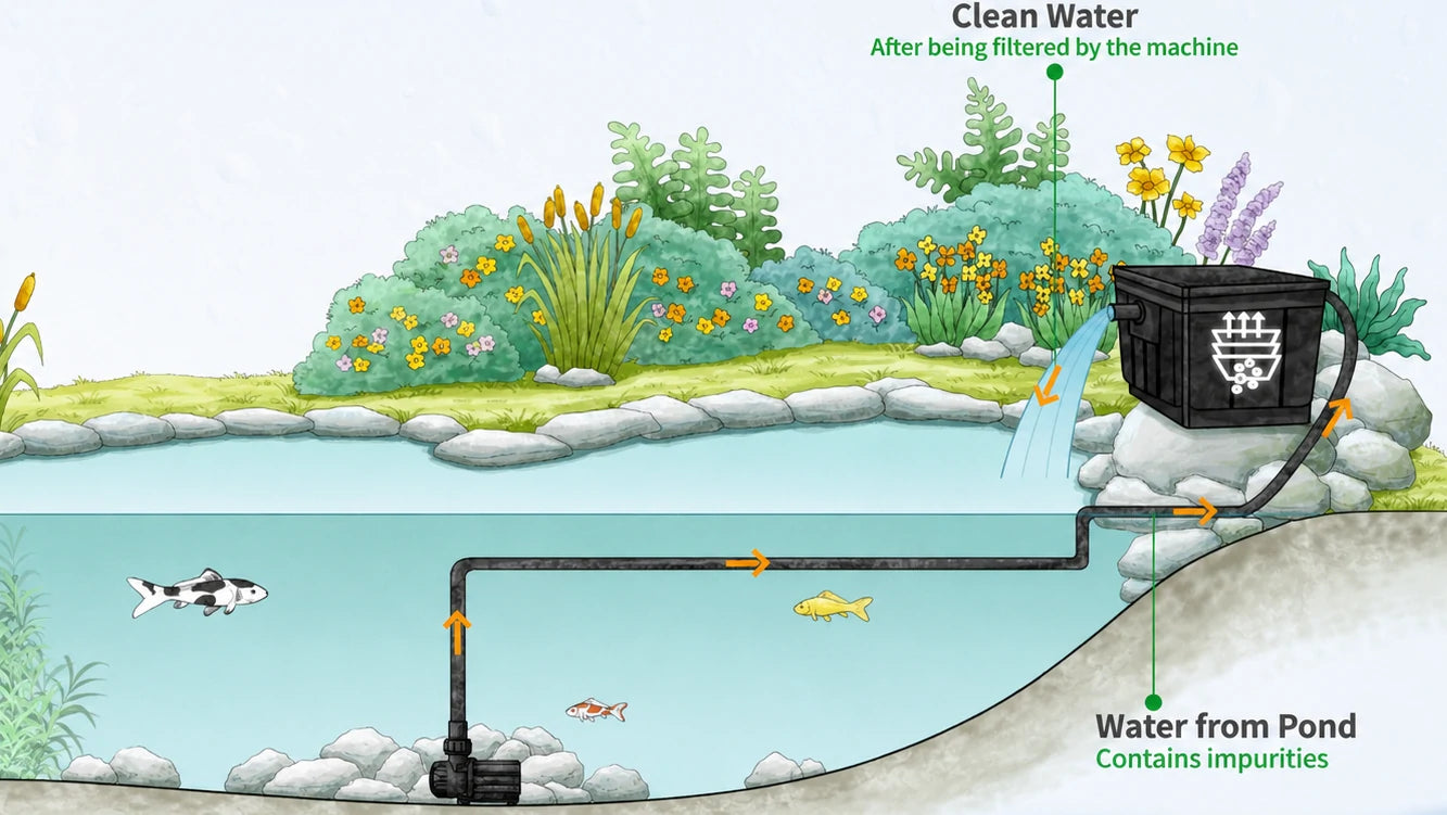 fish filter for pond set up for pc