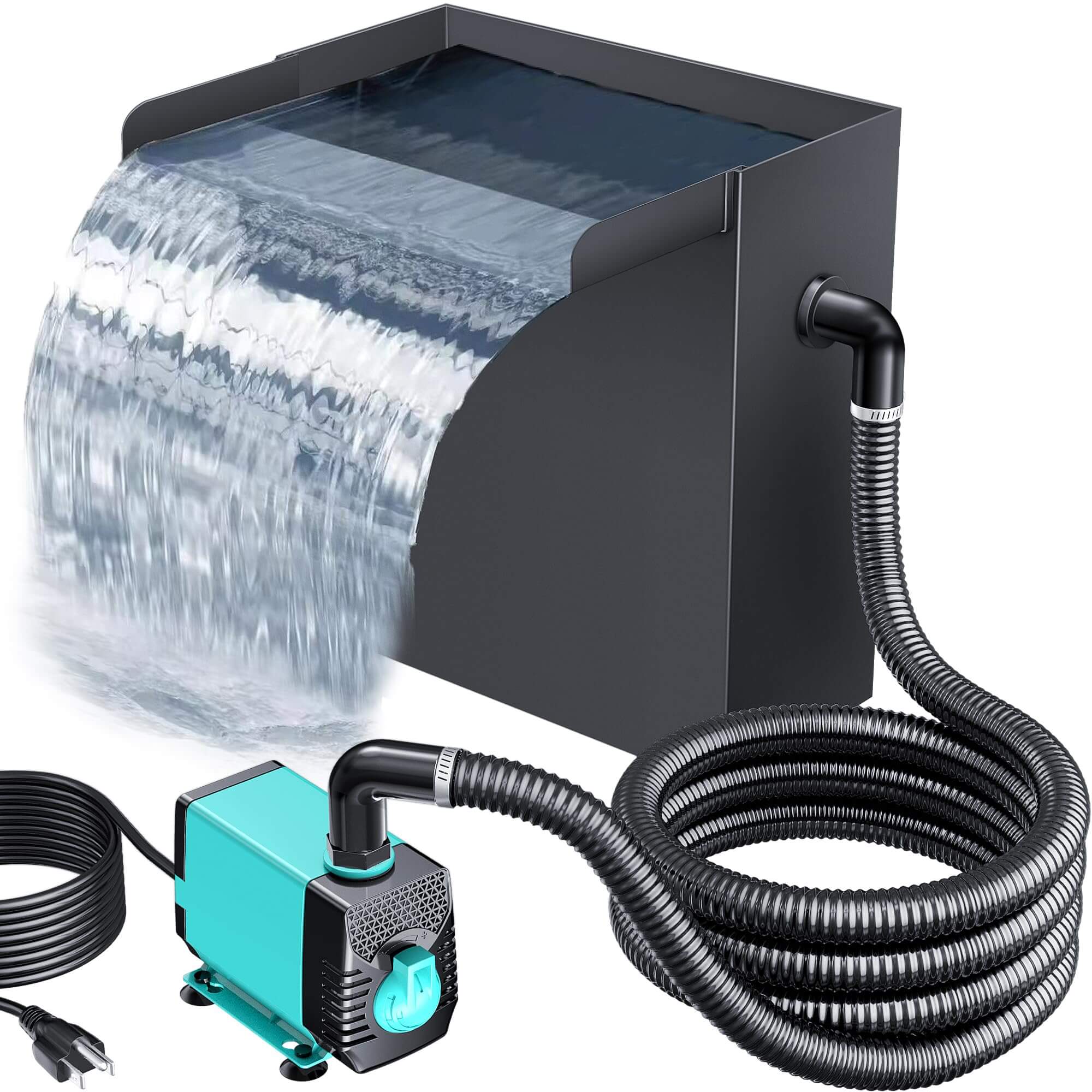 40W 660GPH Electric Waterfall Pump Kit with 12"x13.4" Spillway