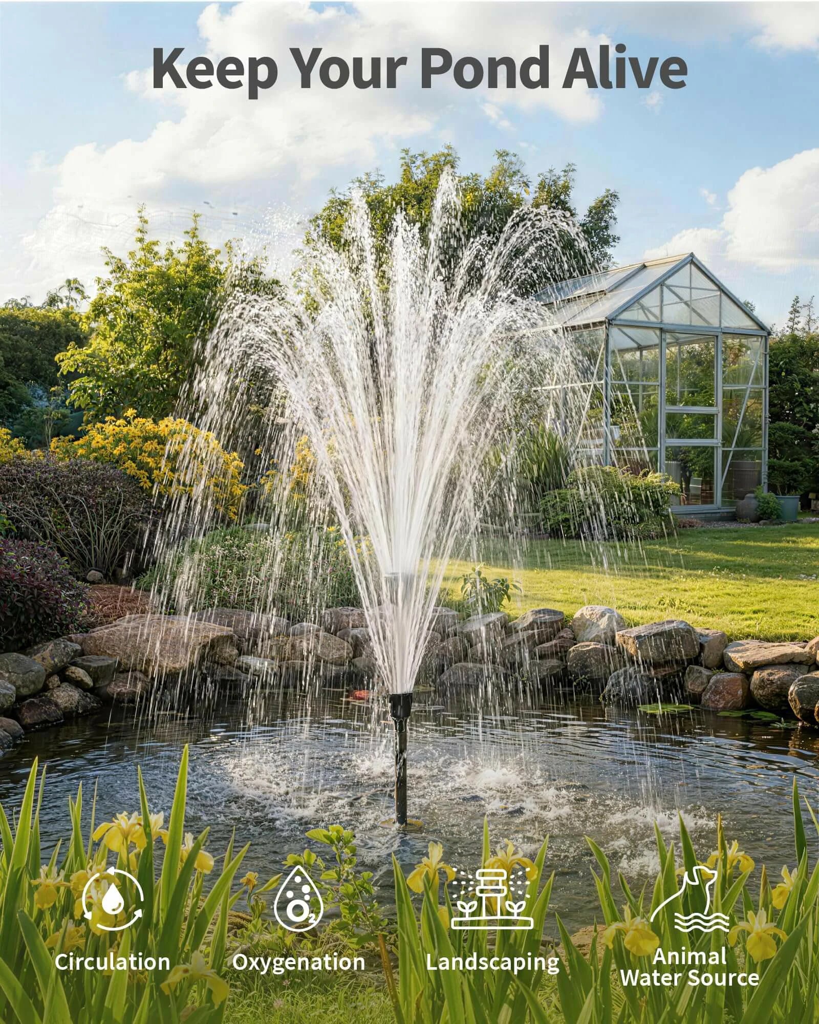 40W 660GPH Water Fountain with LED Light