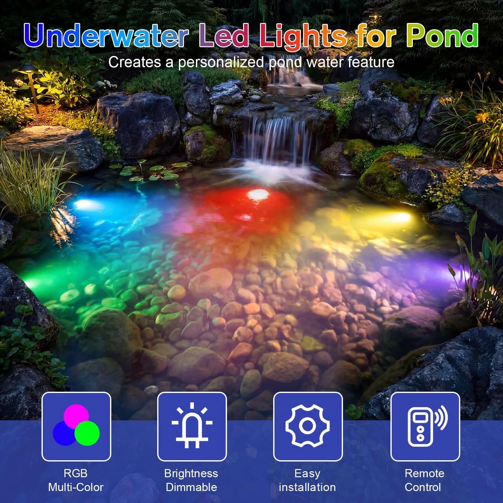 6-Head Colored Underwater Pond Lights LED