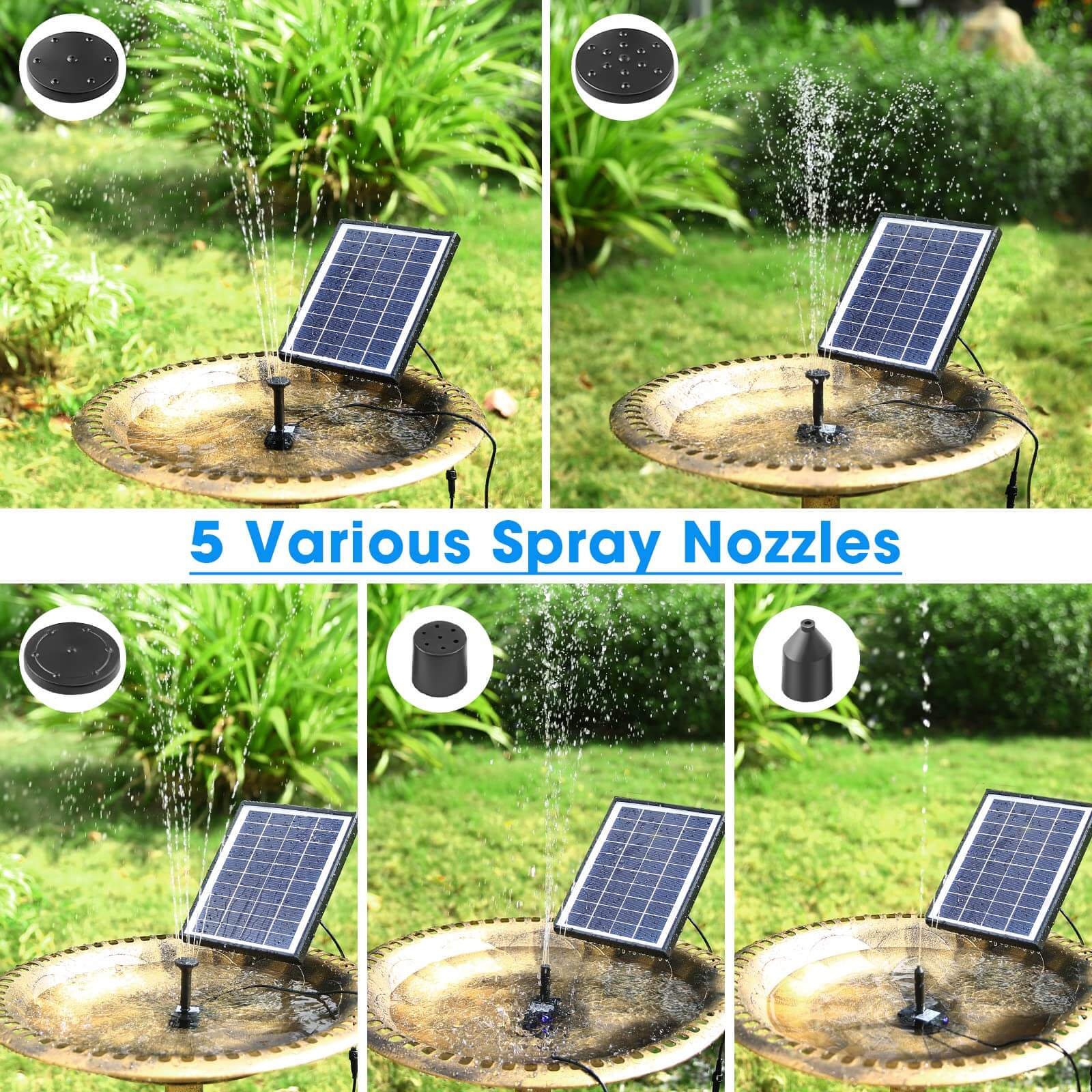 6W 80GPH Solar Birdbath Fountain Pump
