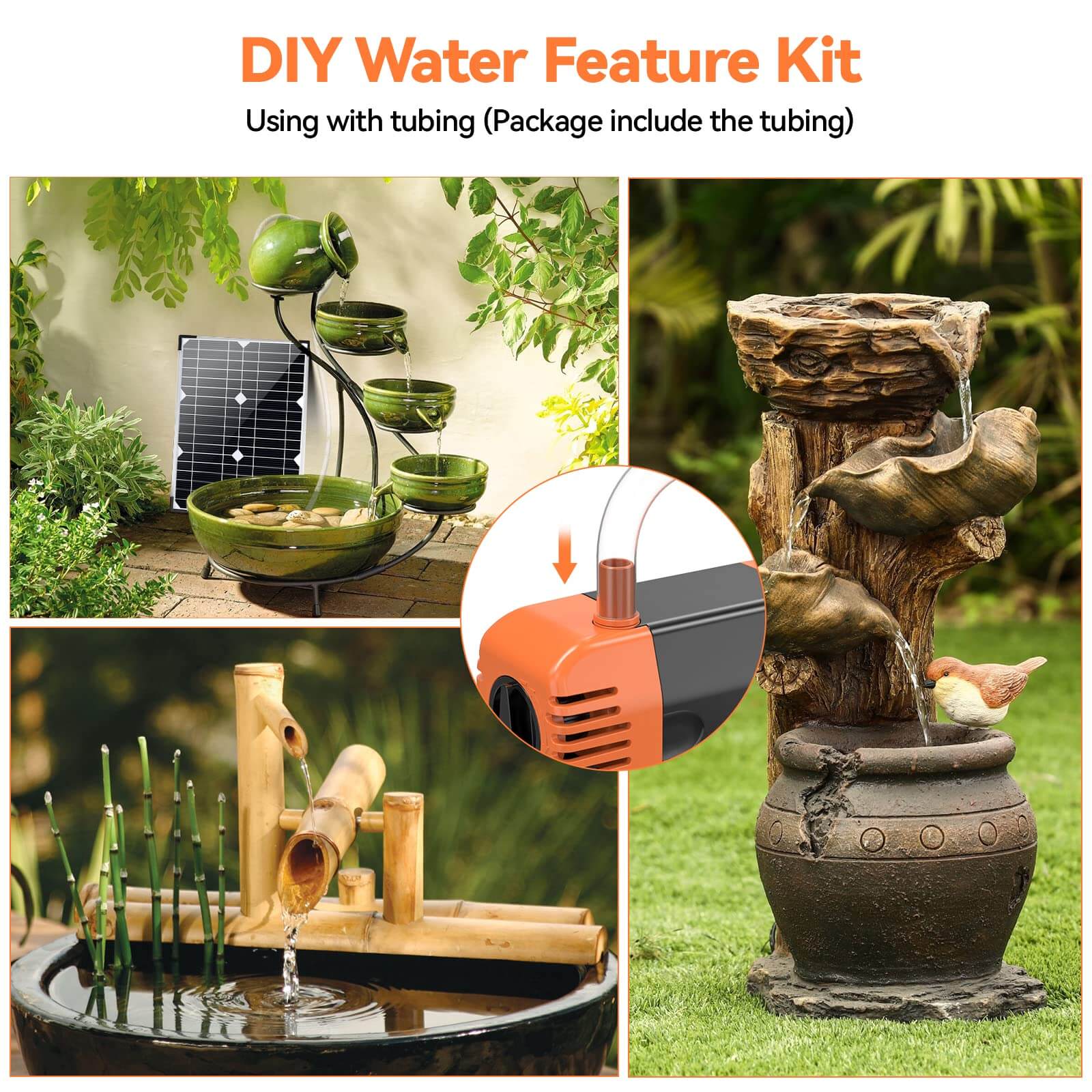20W 280GPH Solar Water Fountain Pump (Orange)