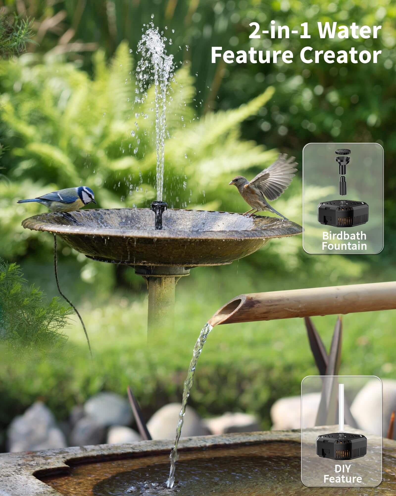 P3065D 6.5W 60GPH Solar Pond Filter Fountain with Battery