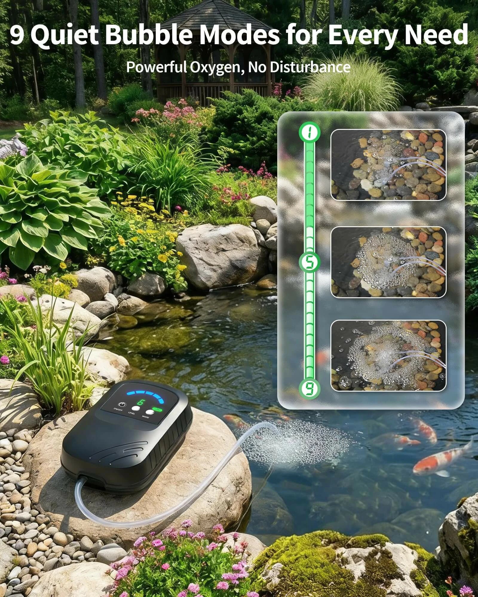 8W Solar Pond Aerator With 4400mAh Battery