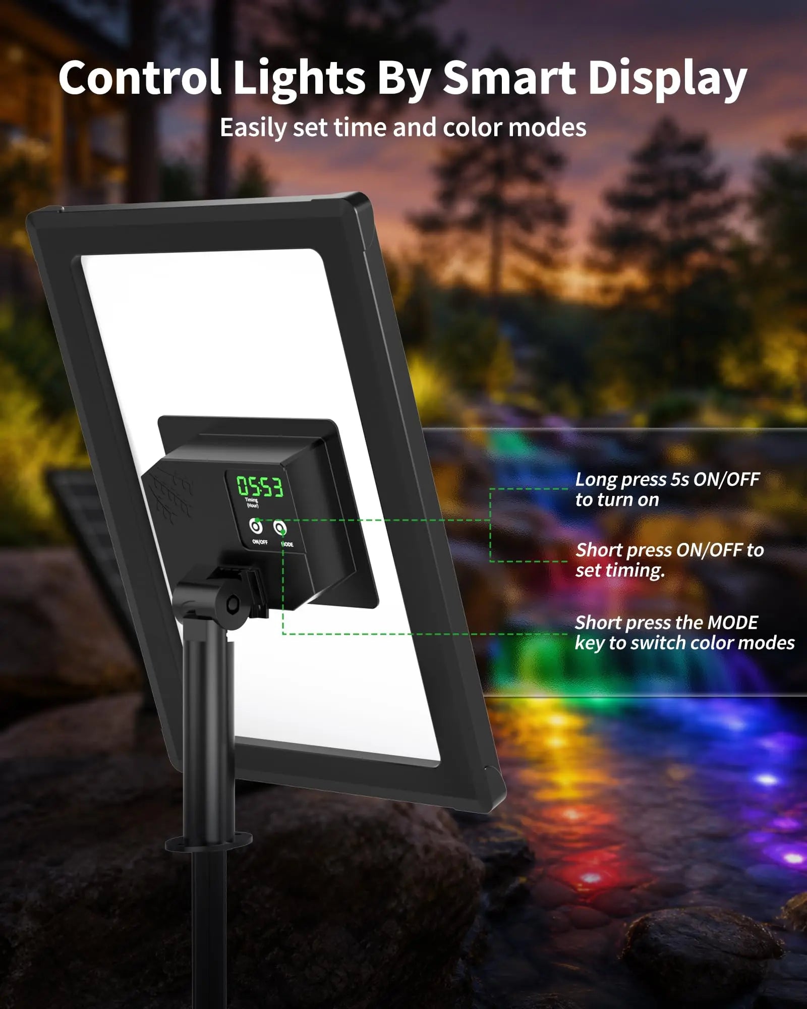 8W Colored Solar Underwater Lights with 6 Heads