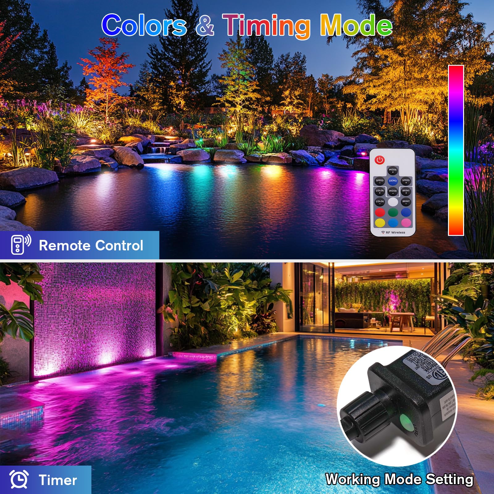 6-Head Colored Underwater Electric Pond Lights