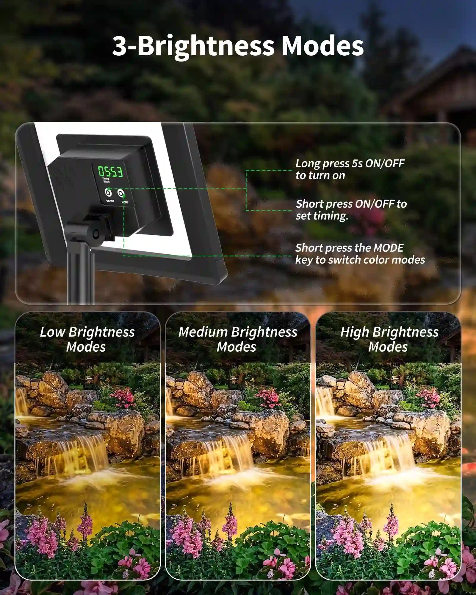 3W Warmwhite Solar Underwater Lights with 3 Heads