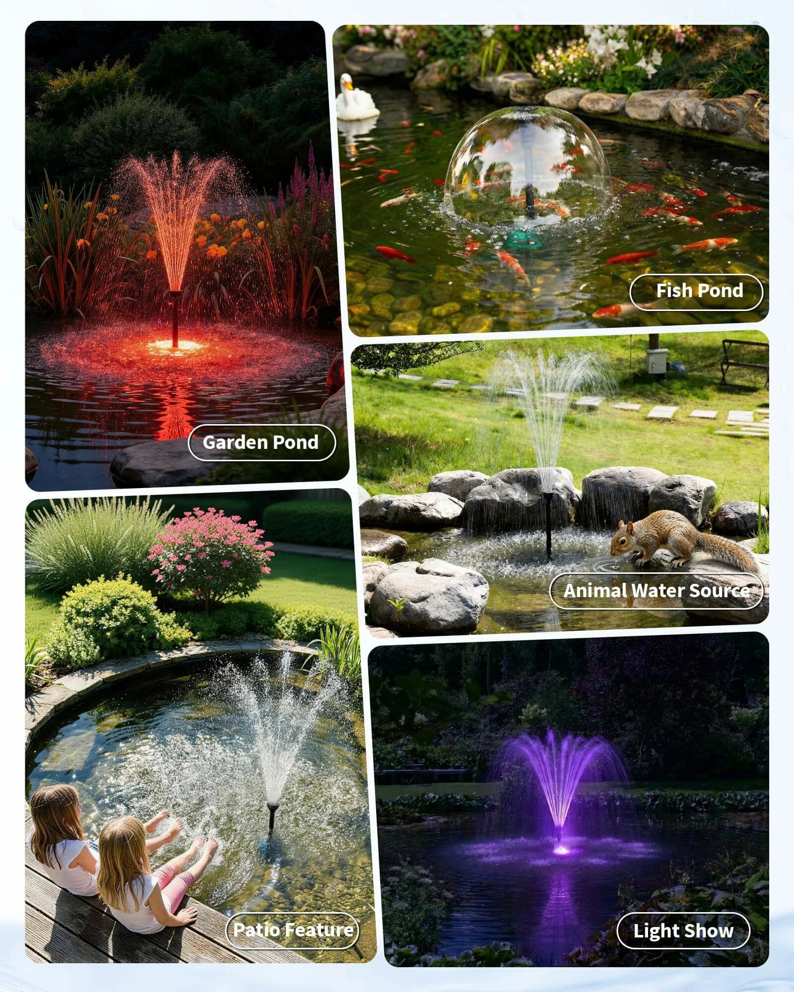 40W 660GPH Water Fountain with LED Light