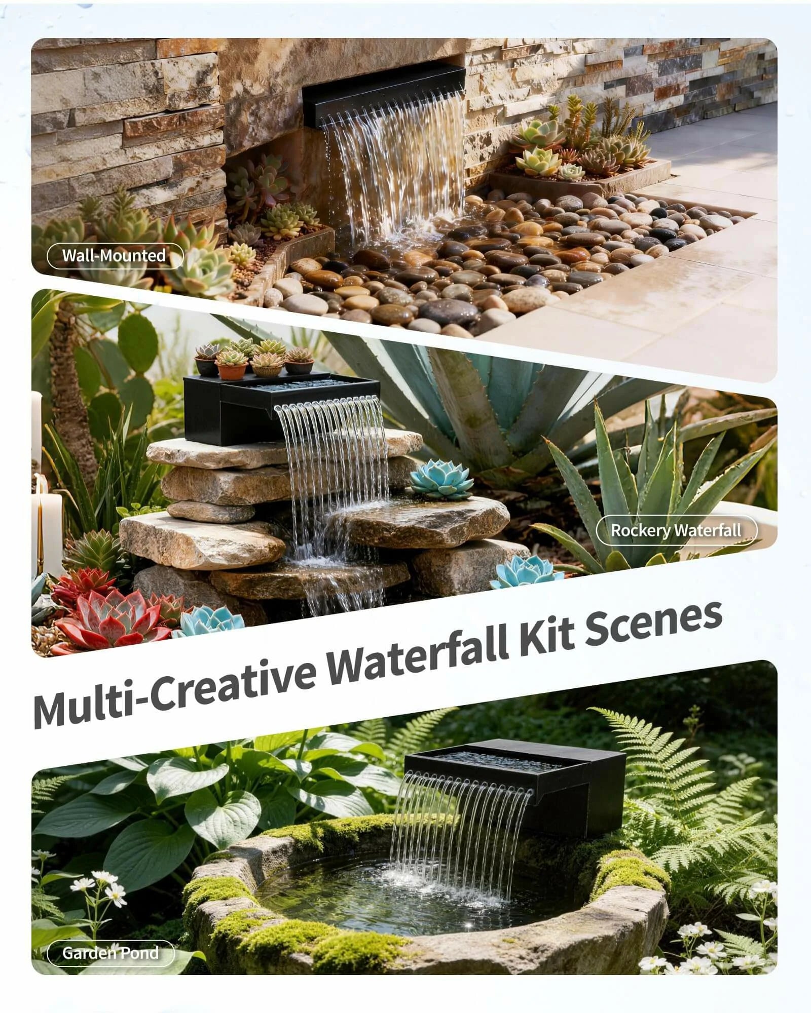 P5703S 70W Solar Pond Waterfall Spillway with Fountain Pump