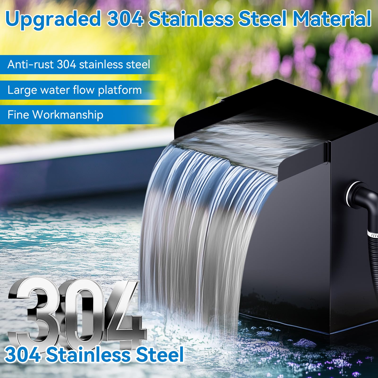 40W 660GPH Electric Waterfall Pump Kit with 8"x13.4" Spillway