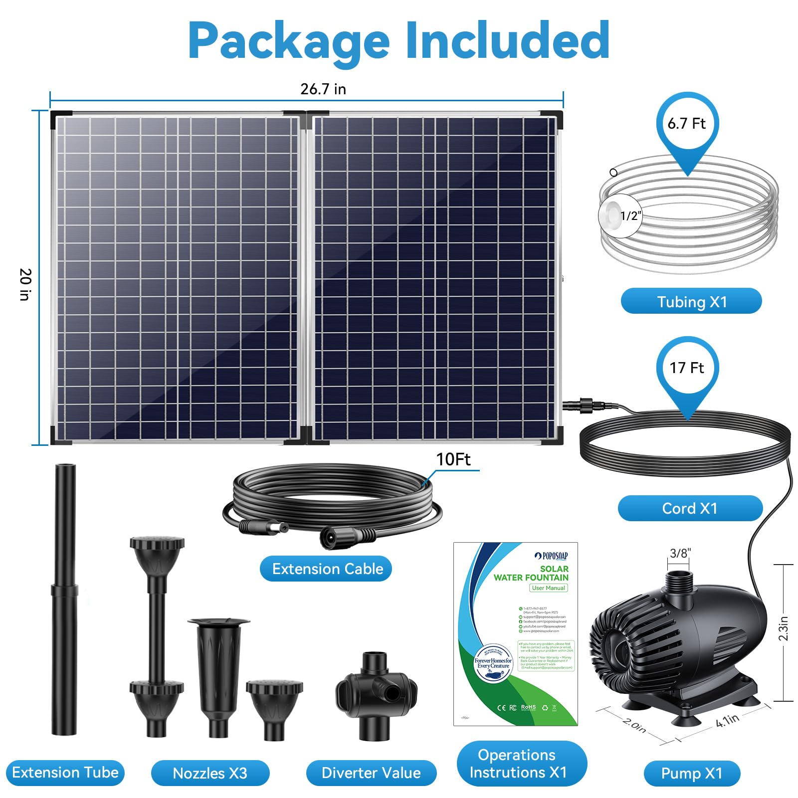 70W 680GPH Solar Water Fountain Pump