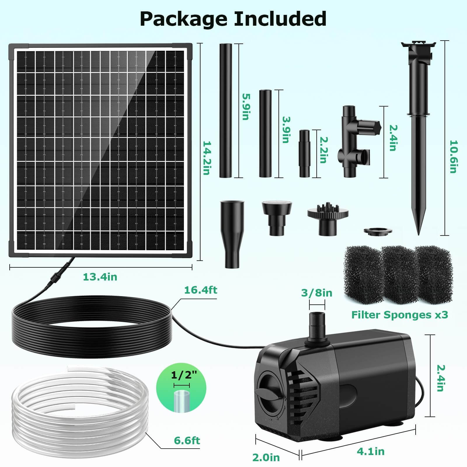 30W 320GPH Solar Water Fountain Pump