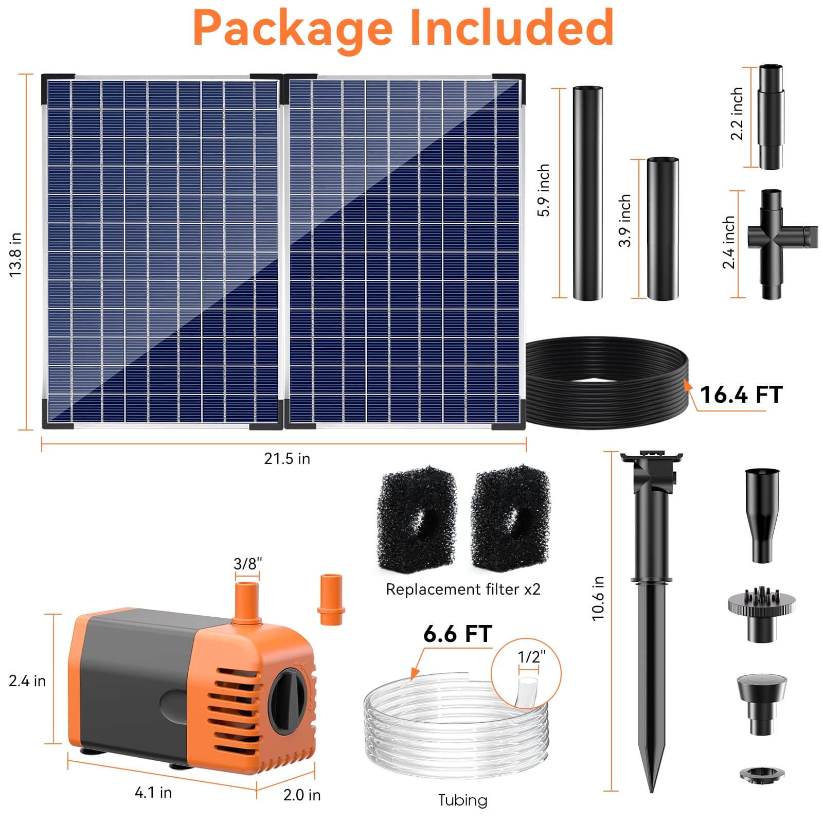 35W 340GPH Solar Water Fountain Pump (Orange)