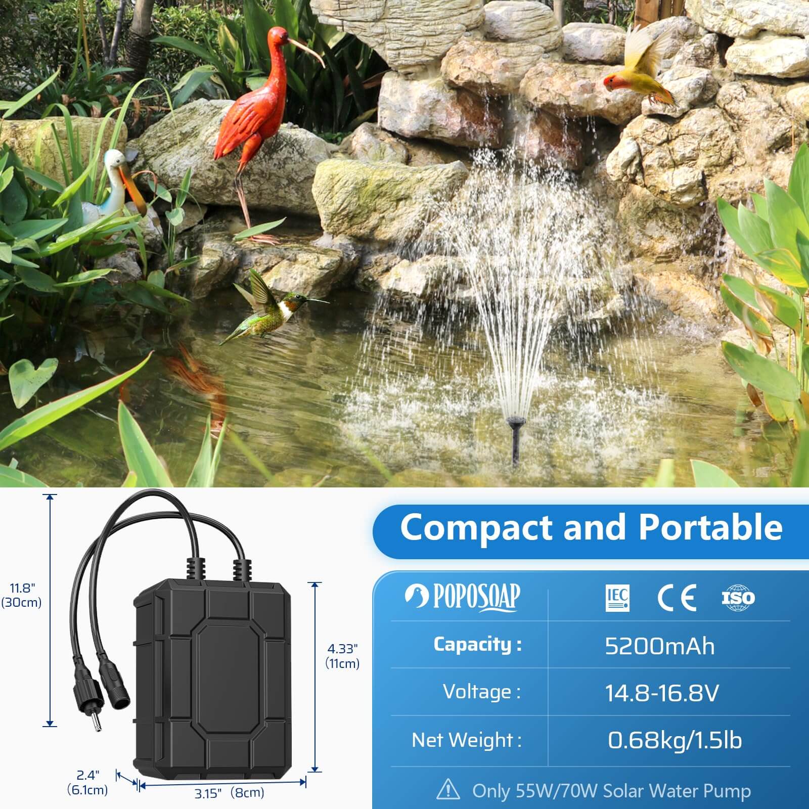solar fountain pump battery,solar water fountain battery backup
