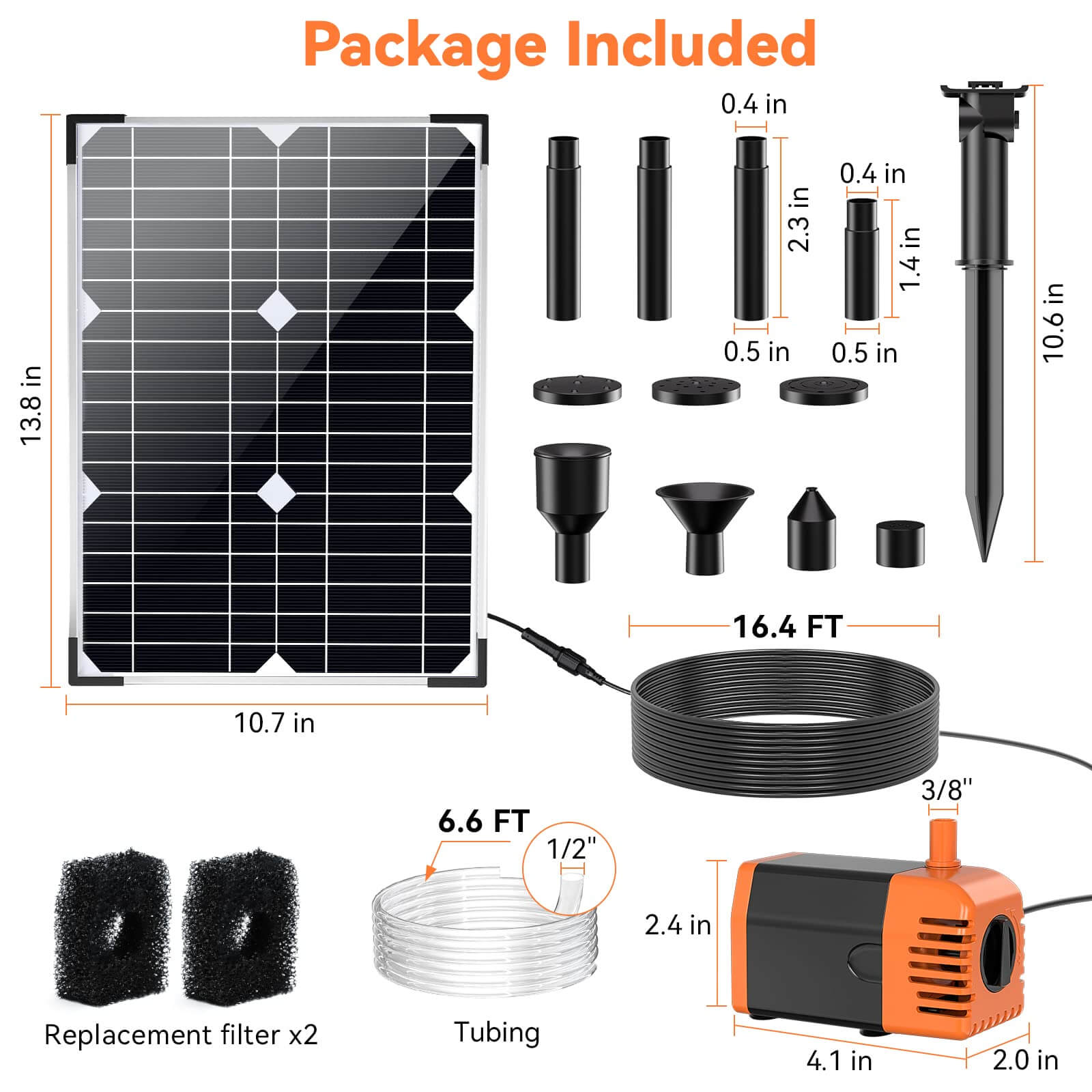 20W 280GPH Solar Water Fountain Pump (Orange)