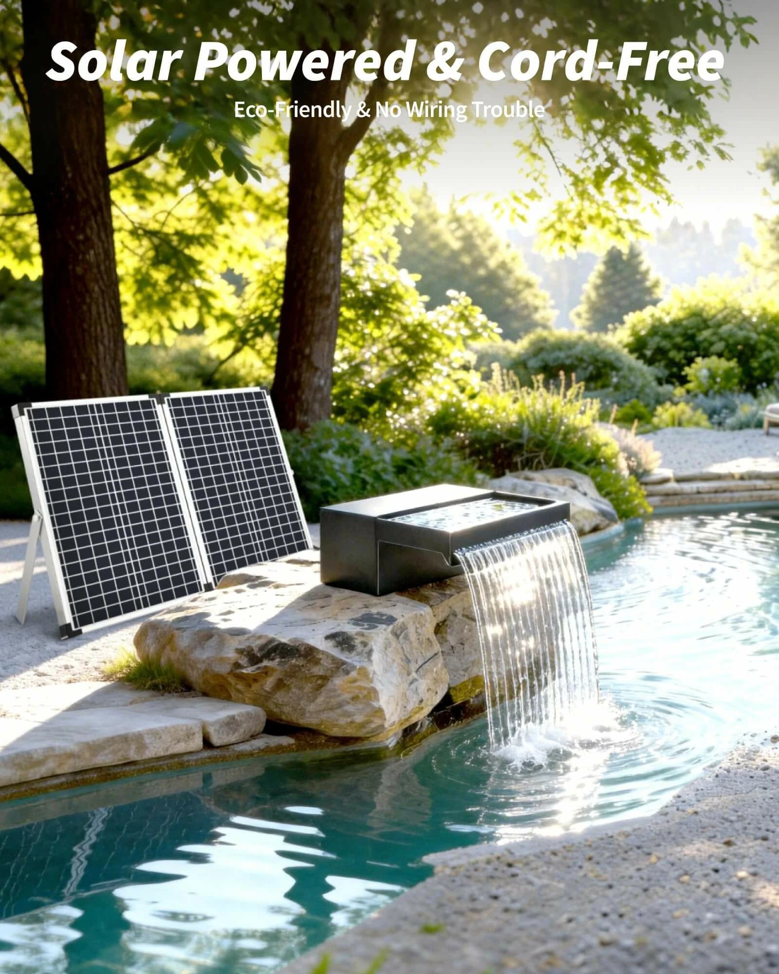 P5703S 70W Solar Pond Waterfall Spillway with Fountain Pump