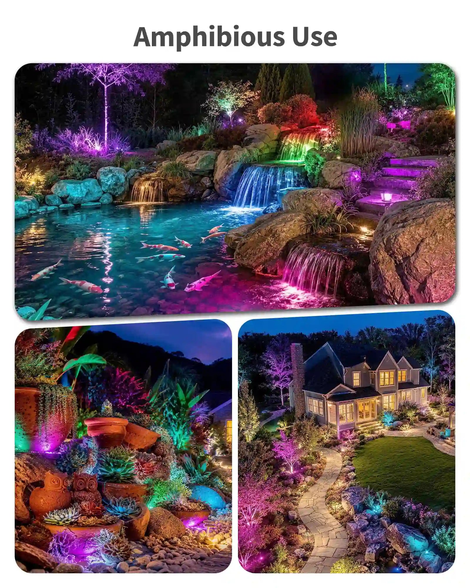 8W Colored Solar Underwater Lights with 6 Heads