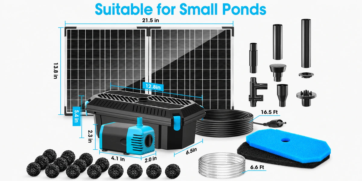solar pond pump and filter kits package include