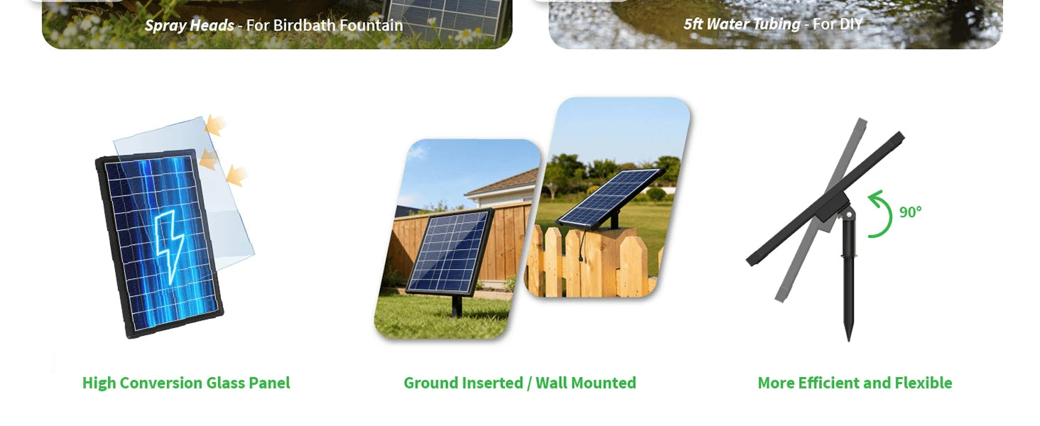 8W Solar Fountain Pump with Colorful LED Lights for Bird Bath, Garden Pond