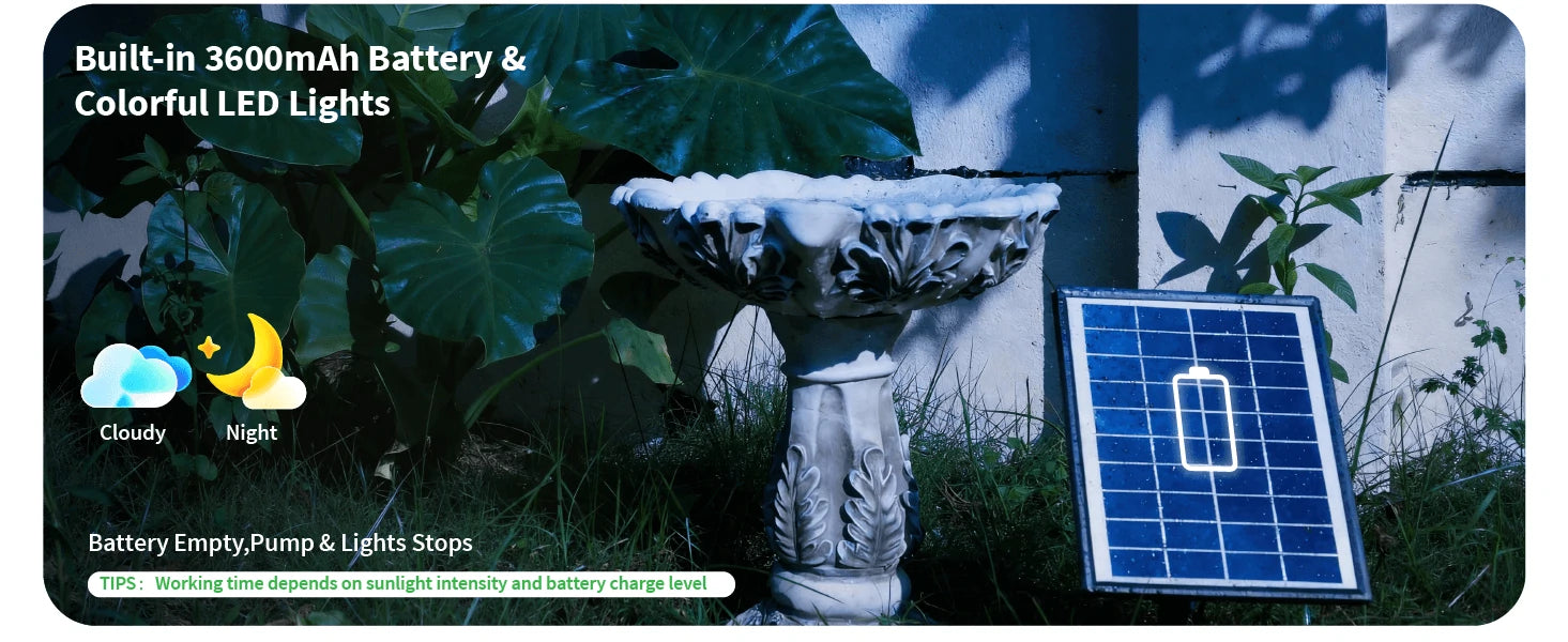 Solar Fountain Pump for Cloudy Days, Low Sunlight Conditions