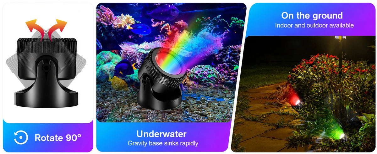 underwater and ground solar lights pond