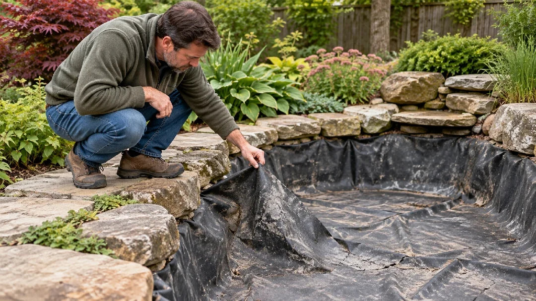 Inspect old pond liner
