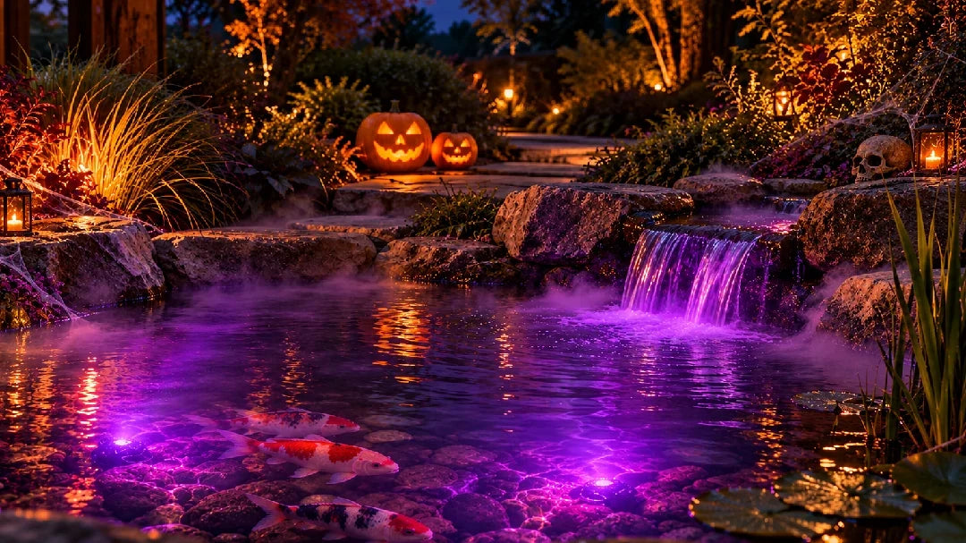 Spooky Halloween Pond Lighting Ideas Without Dyes or Foam