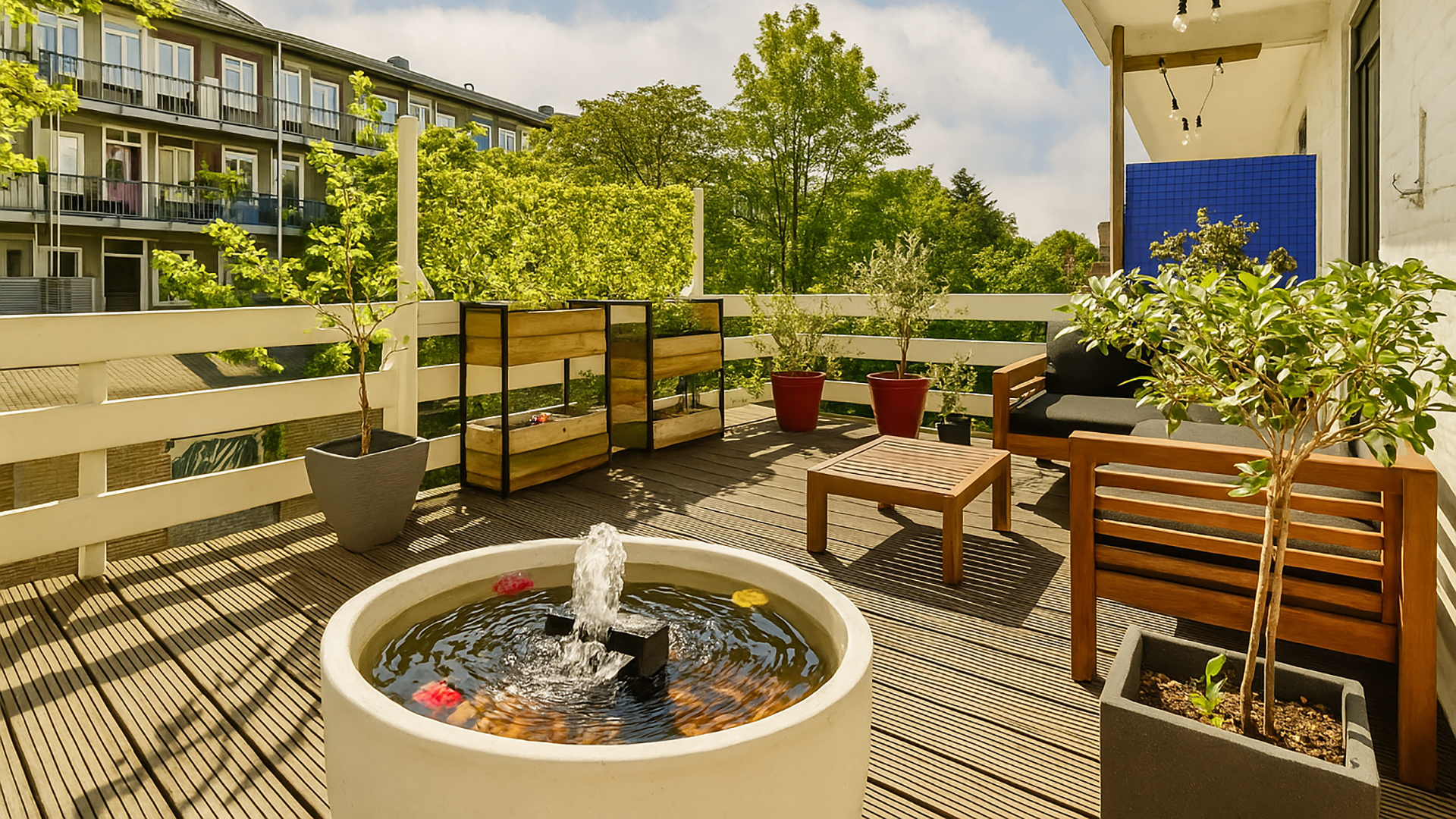 ways to use fountains in apartment balconies