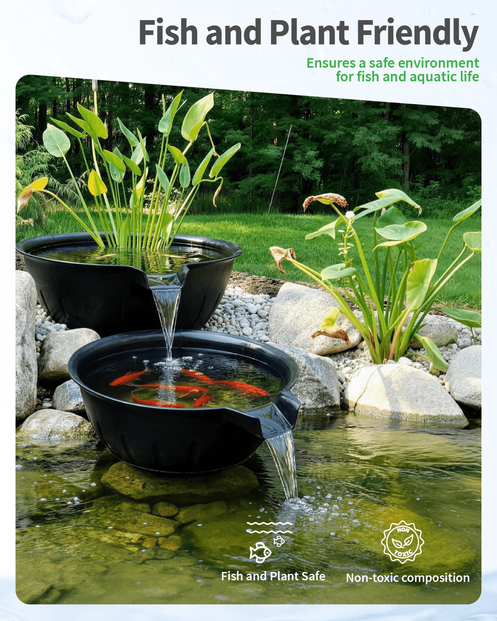 40W 660GPH Spillway Fountain Kit with 2 Basins