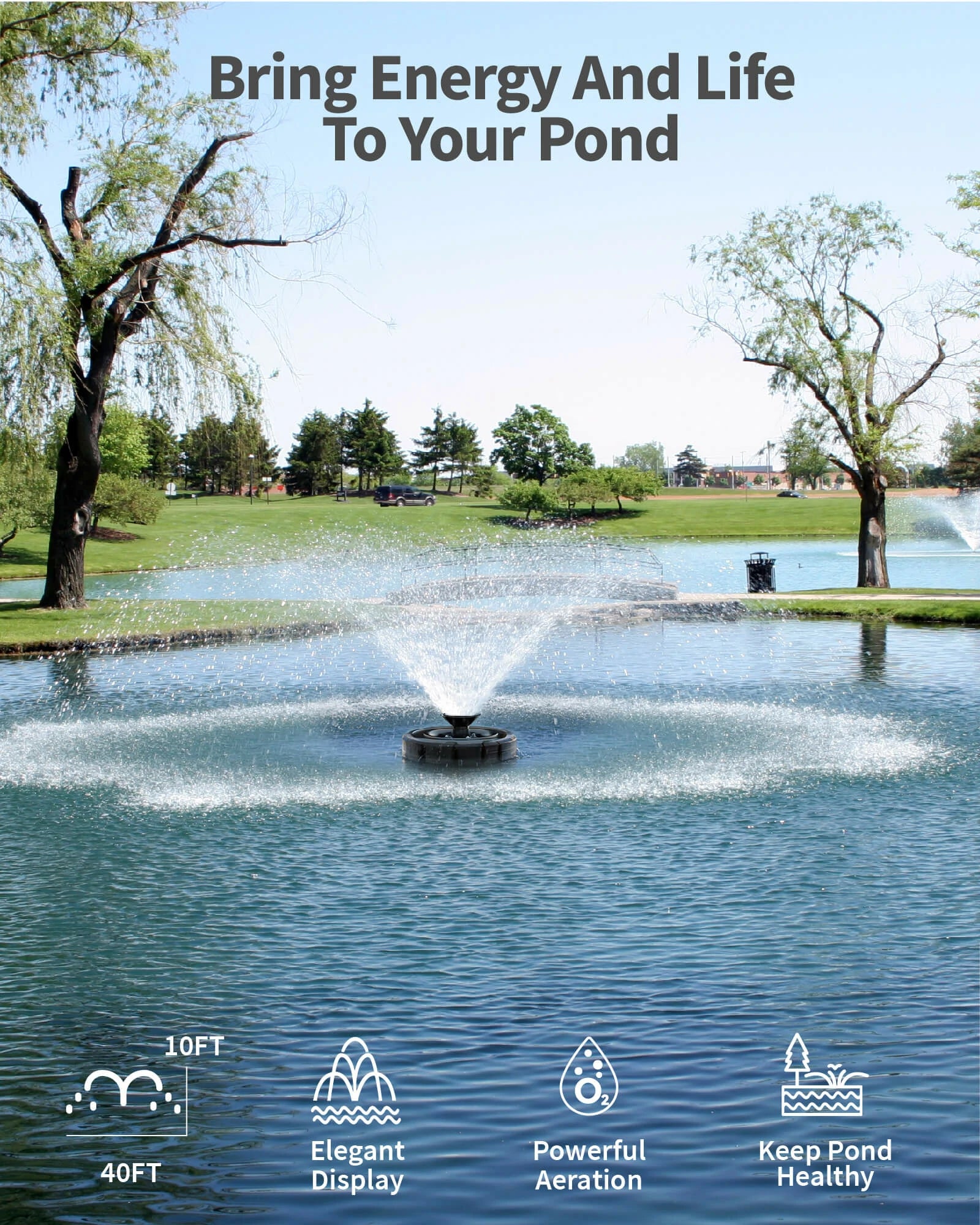 8000GPH Pond Fountain Aerator with Smart Timer