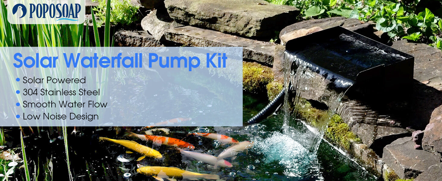 POPOSOAP Solar Fountain Pump with Pond Waterfall Spillway Kit