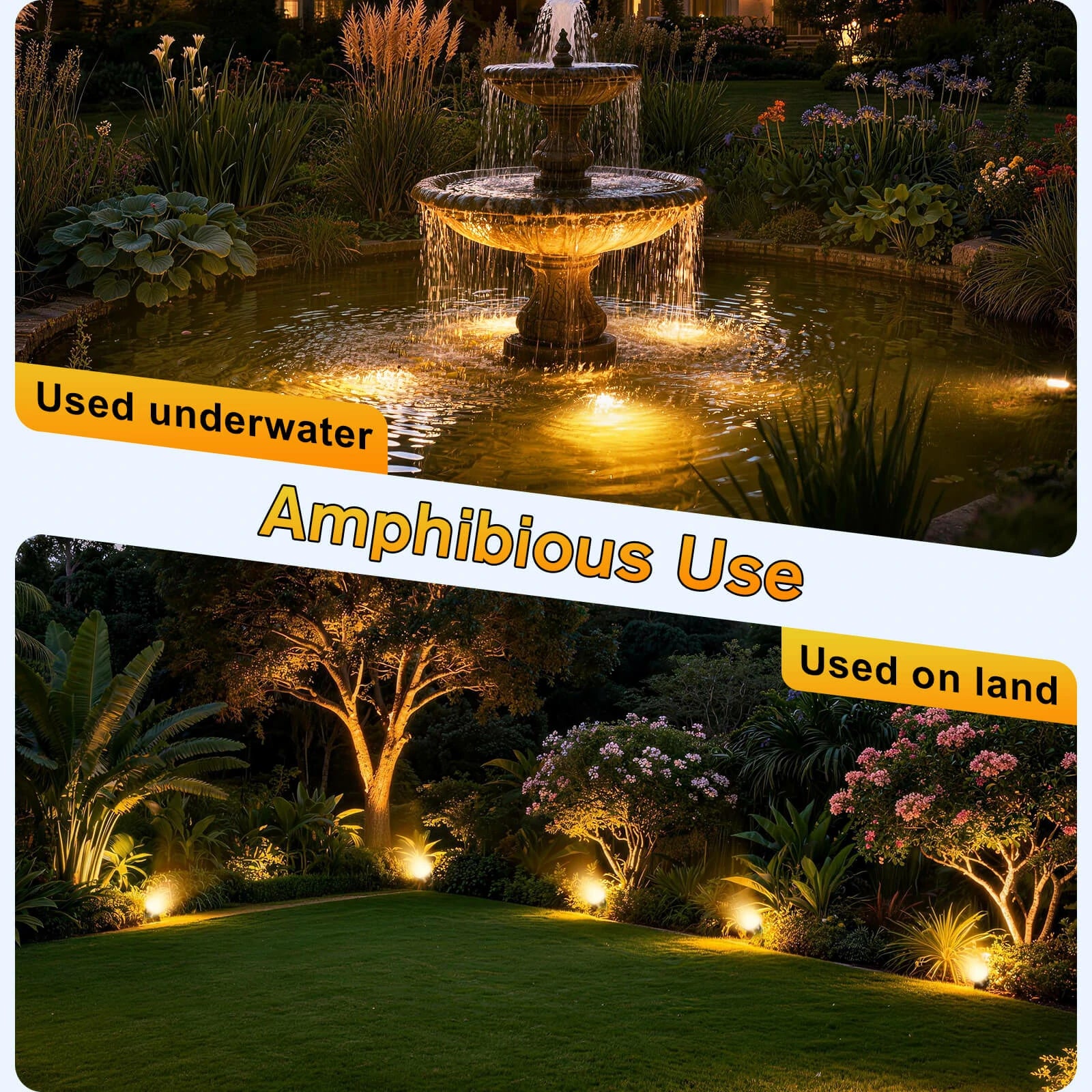 6-Head Warmwhite Underwater Electric Pond Lights